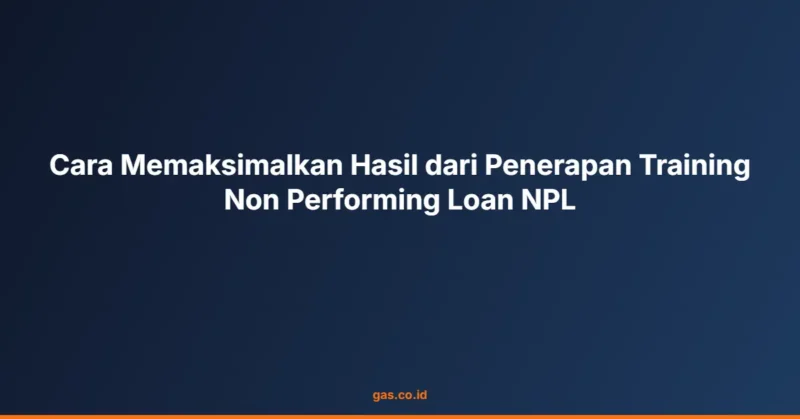 Cara Memaksimalkan Hasil dari Penerapan Training Non Performing Loan NPL