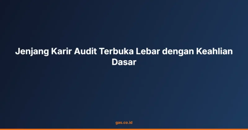 Jenjang Karir Audit Terbuka Lebar dengan Keahlian Dasar