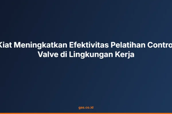 Kiat Meningkatkan Efektivitas Pelatihan Control Valve di Lingkungan Kerja