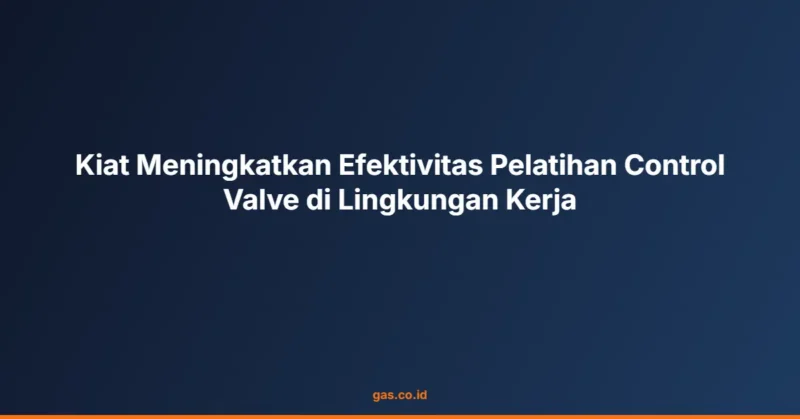 Kiat Meningkatkan Efektivitas Pelatihan Control Valve di Lingkungan Kerja