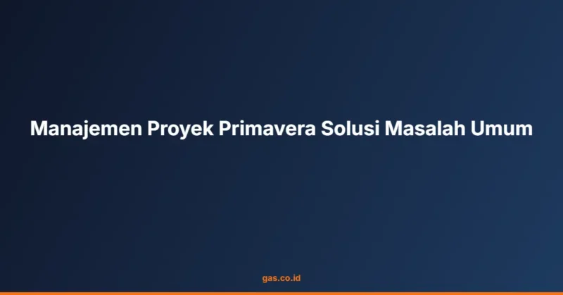 Manajemen Proyek Primavera Solusi Masalah Umum