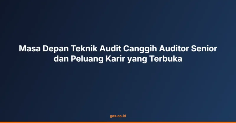 Masa Depan Teknik Audit Canggih Auditor Senior dan Peluang Karir yang Terbuka