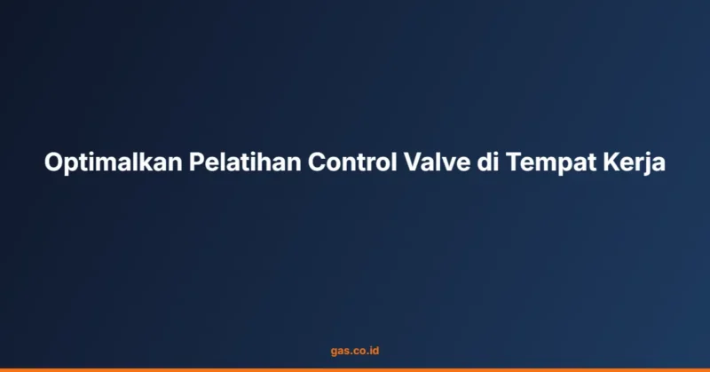 Optimalkan Pelatihan Control Valve di Tempat Kerja