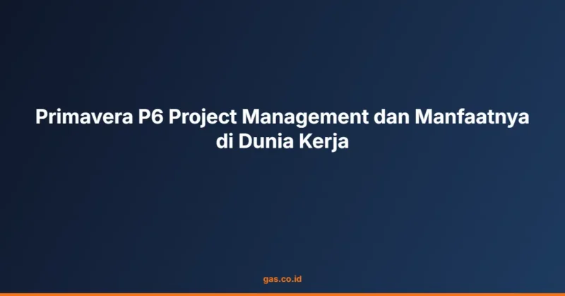 Primavera P6 Project Management dan Manfaatnya di Dunia Kerja