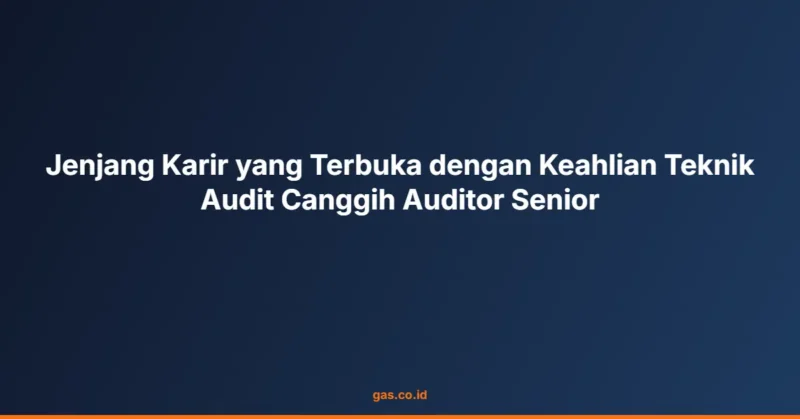 Jenjang Karir yang Terbuka dengan Keahlian Teknik Audit Canggih Auditor Senior