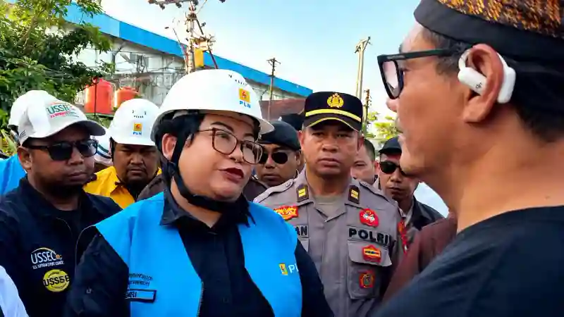 Tiang listrik transmisi menyalurkan energi listrik ke berbagai wilayah